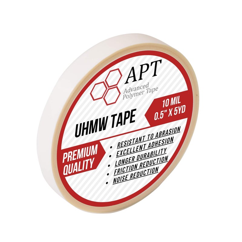 APT Advanced Polymer Tape APT, UHMW (Ultra-high Molecular Weight) Polyethylene Tape, Resists Abrasion, Impact, for Surface Protection and Friction and Noise Reduction for Lining Sliding Surfaces. (0.5" x 5Yds, 10 Mil UHMW) - Image 1